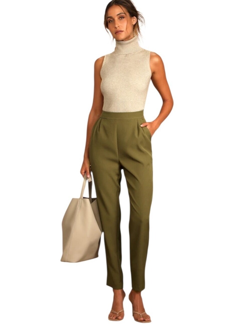 Women's Lulu's Green Trouser Pants Sz Medium
